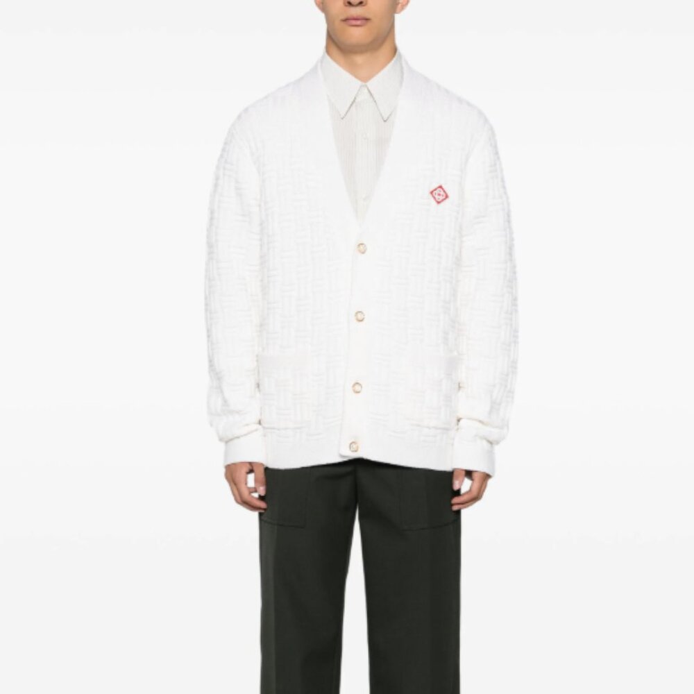 BNWT AW24 CASABLANCA MERINO WOOL COLUMN STITCH CARDIGAN M & L & XL